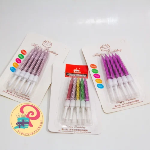 Lilin ulang tahun spiral Kecil metalik aneka warna